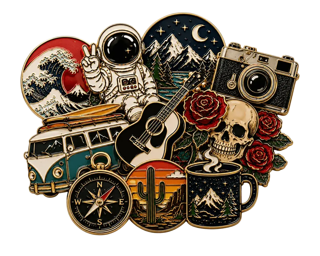 Custom lapel pin collage